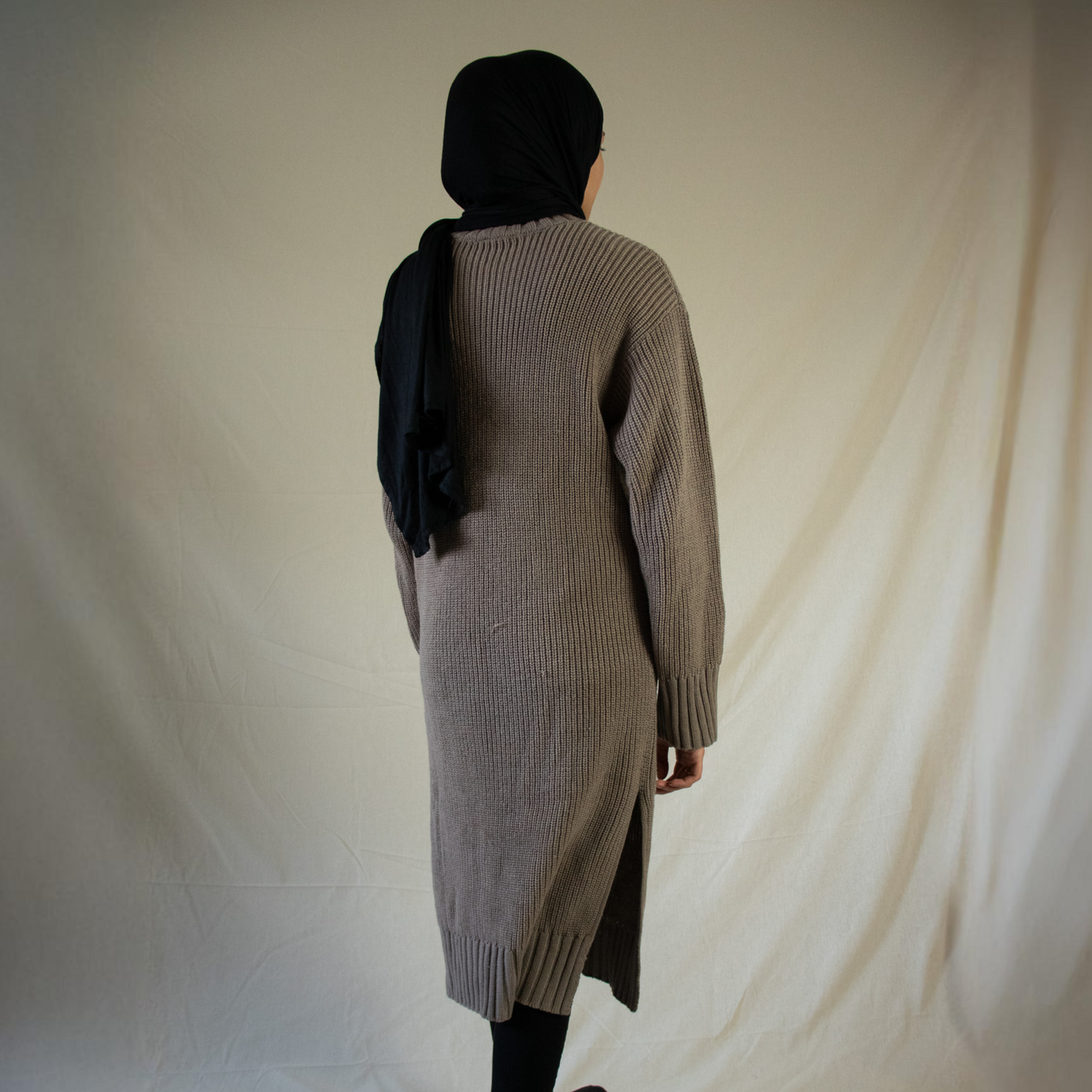 Brown knit midi jumper dress