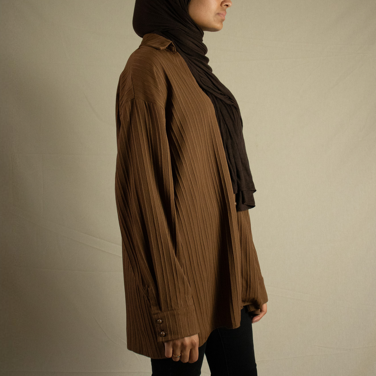 Brown textured oversized shirt