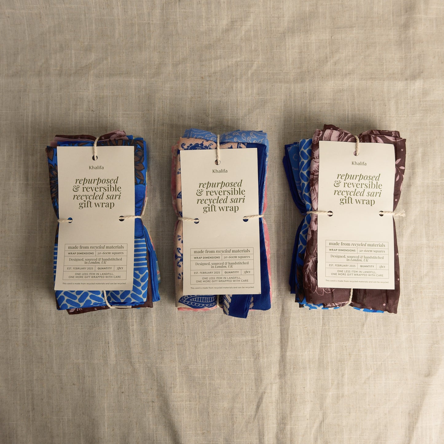 Sari Gift Wrap (Set of 3) | Repurposed & Reversible