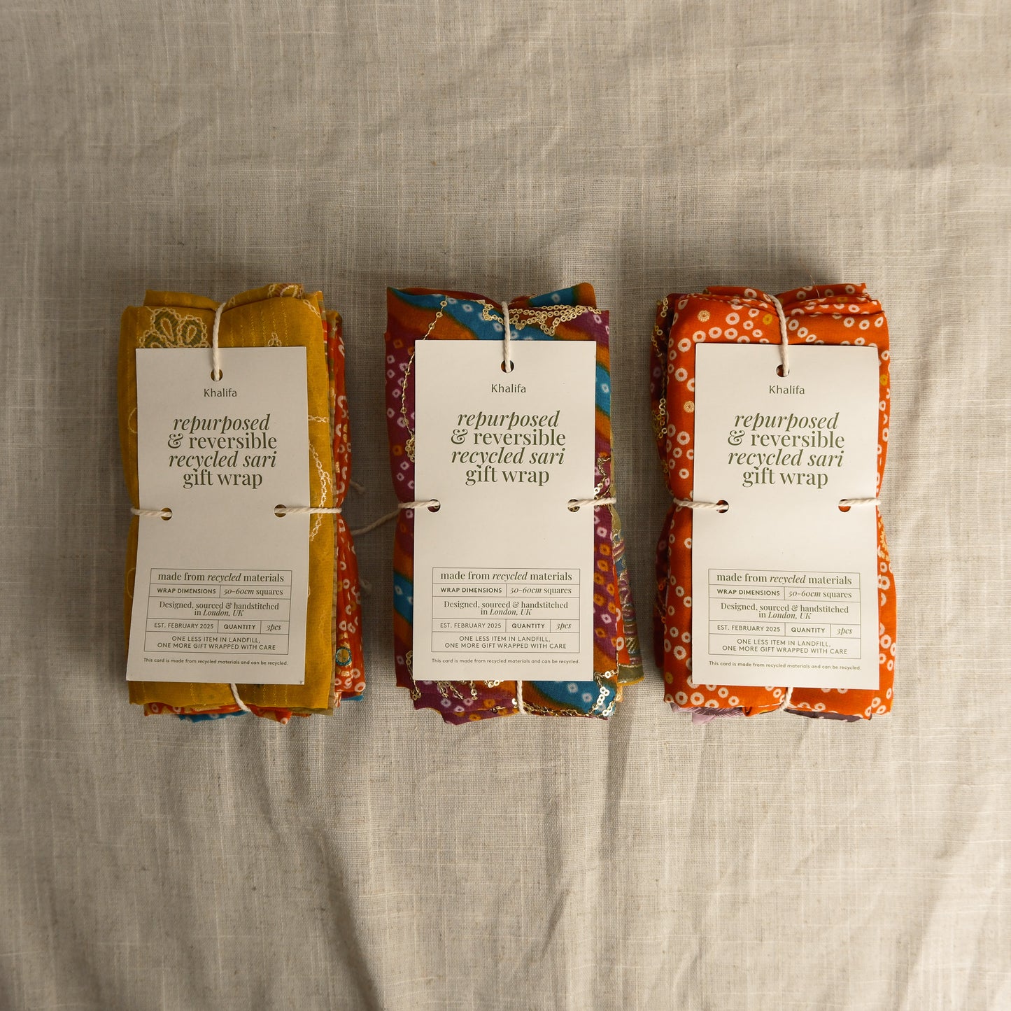 Sari Gift Wrap (Set of 3) | Repurposed & Reversible