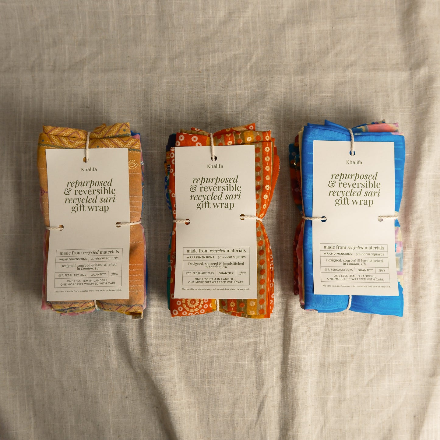 Sari Gift Wrap (Set of 3) | Repurposed & Reversible