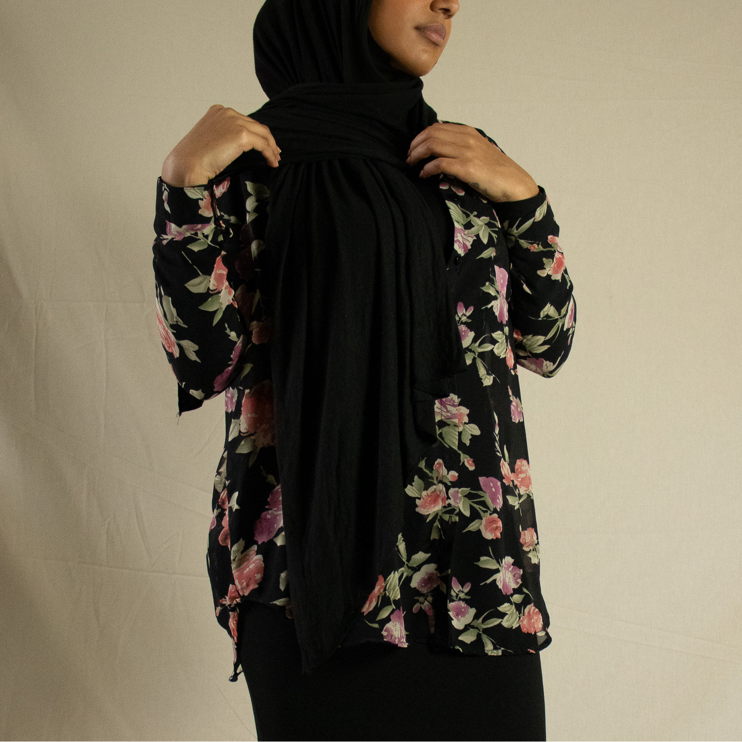 Sheer floral button up blouse