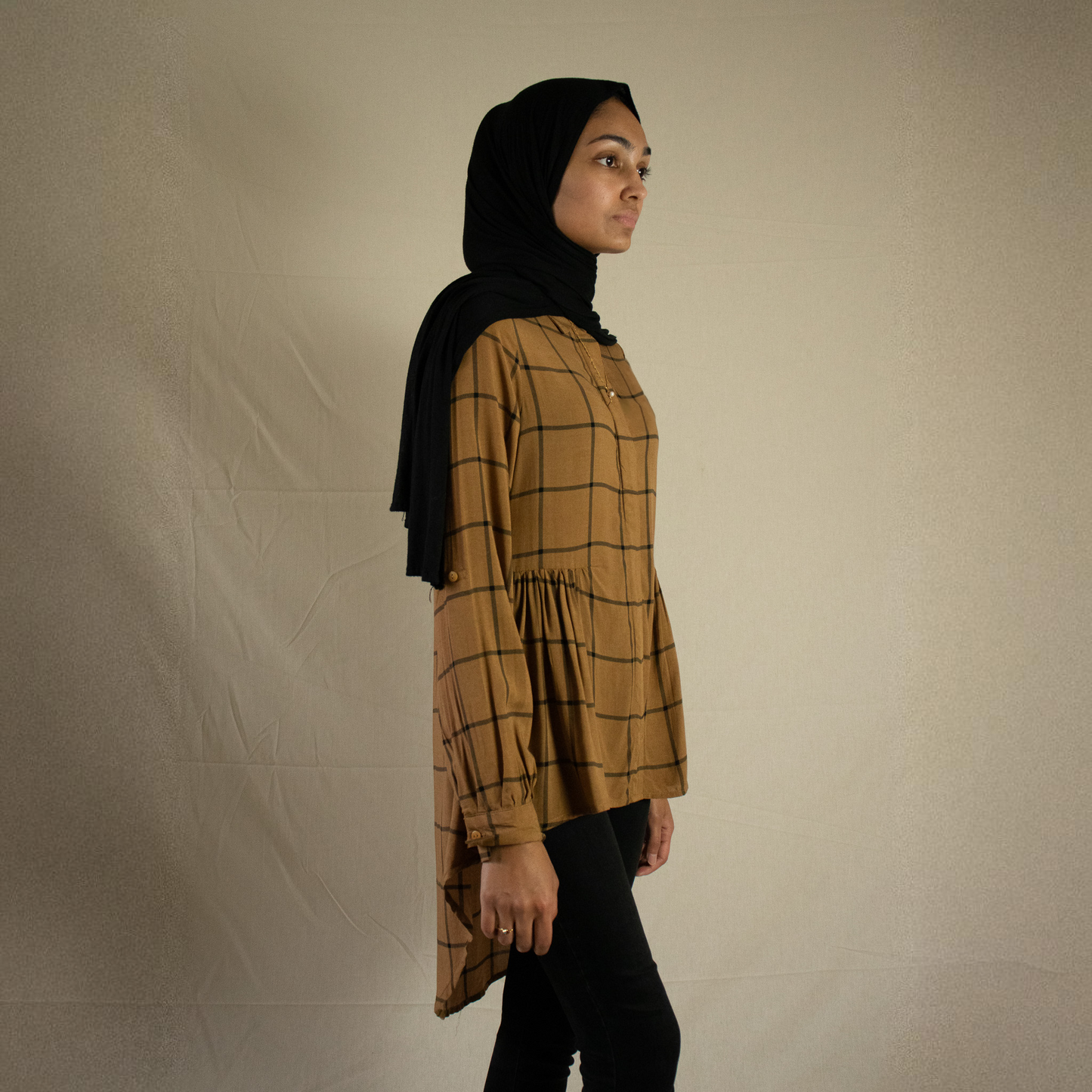 High low midi dress shirt with pleat detail