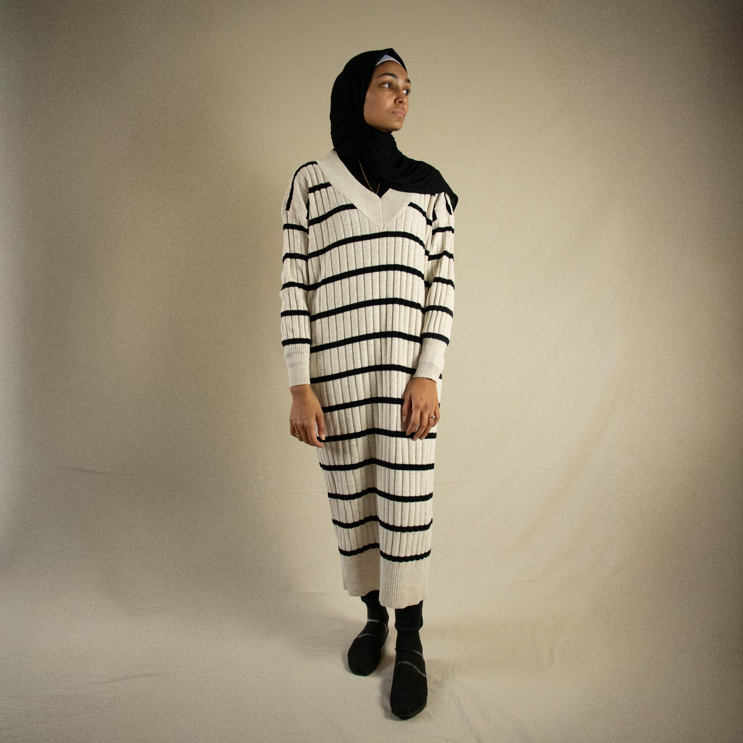 Striped knit maxi jumper dress