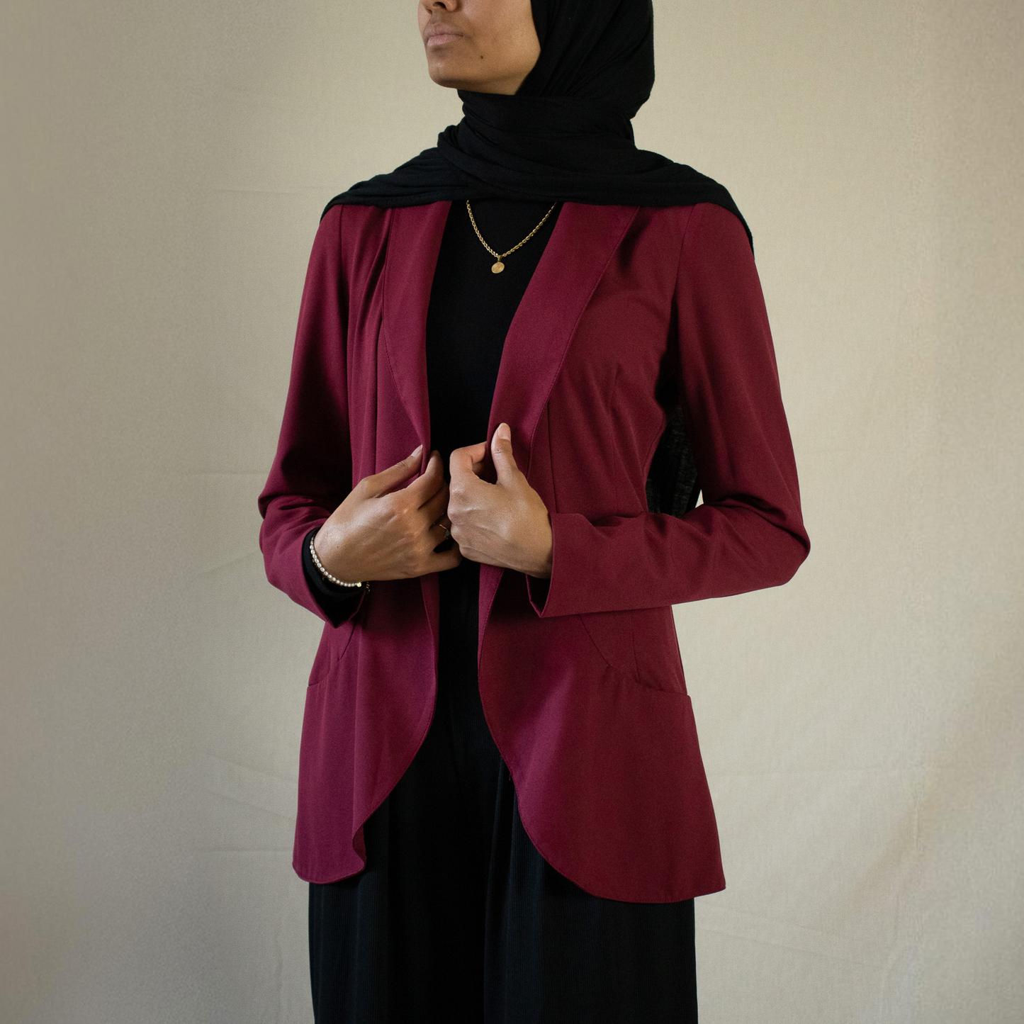 Maroon longline blazer