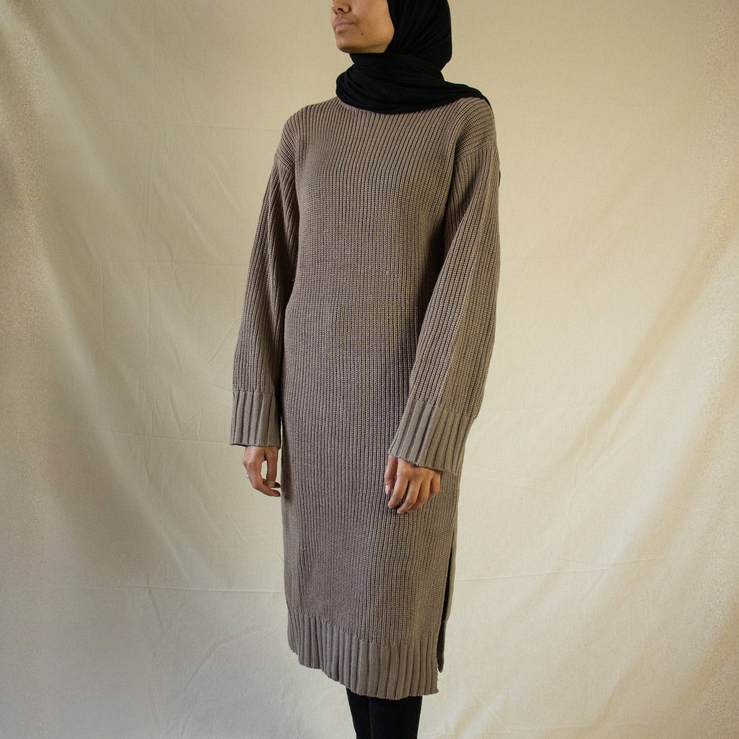 Brown knit midi jumper dress
