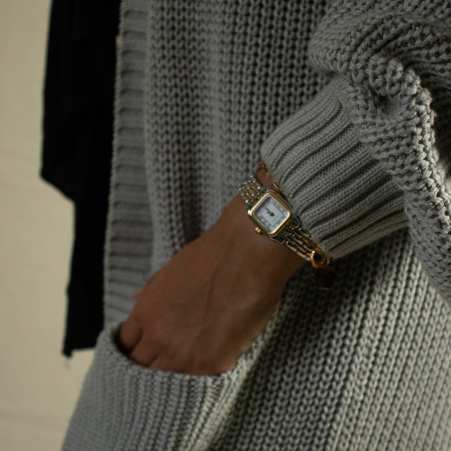 Grey knit midi cardigan