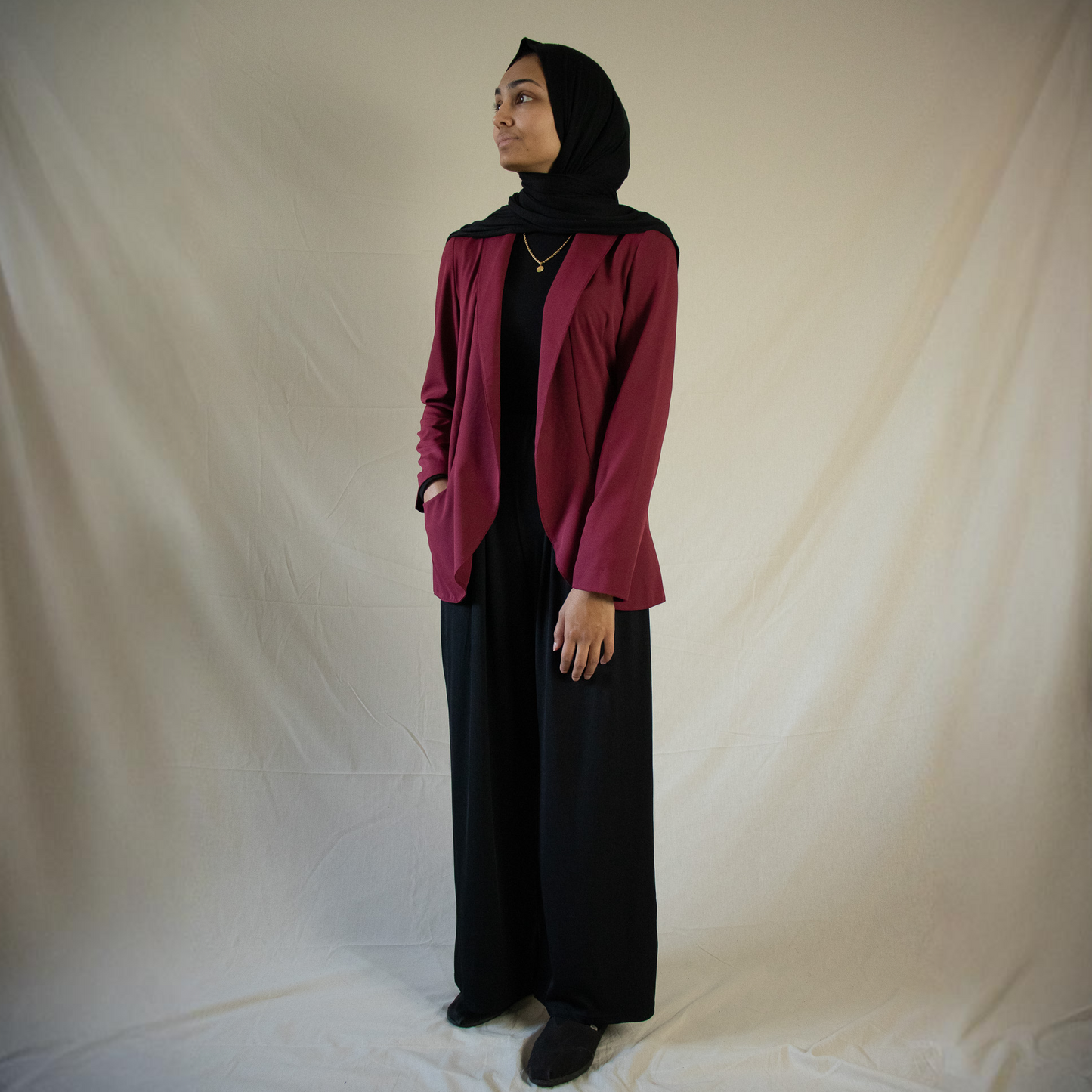 Maroon longline blazer