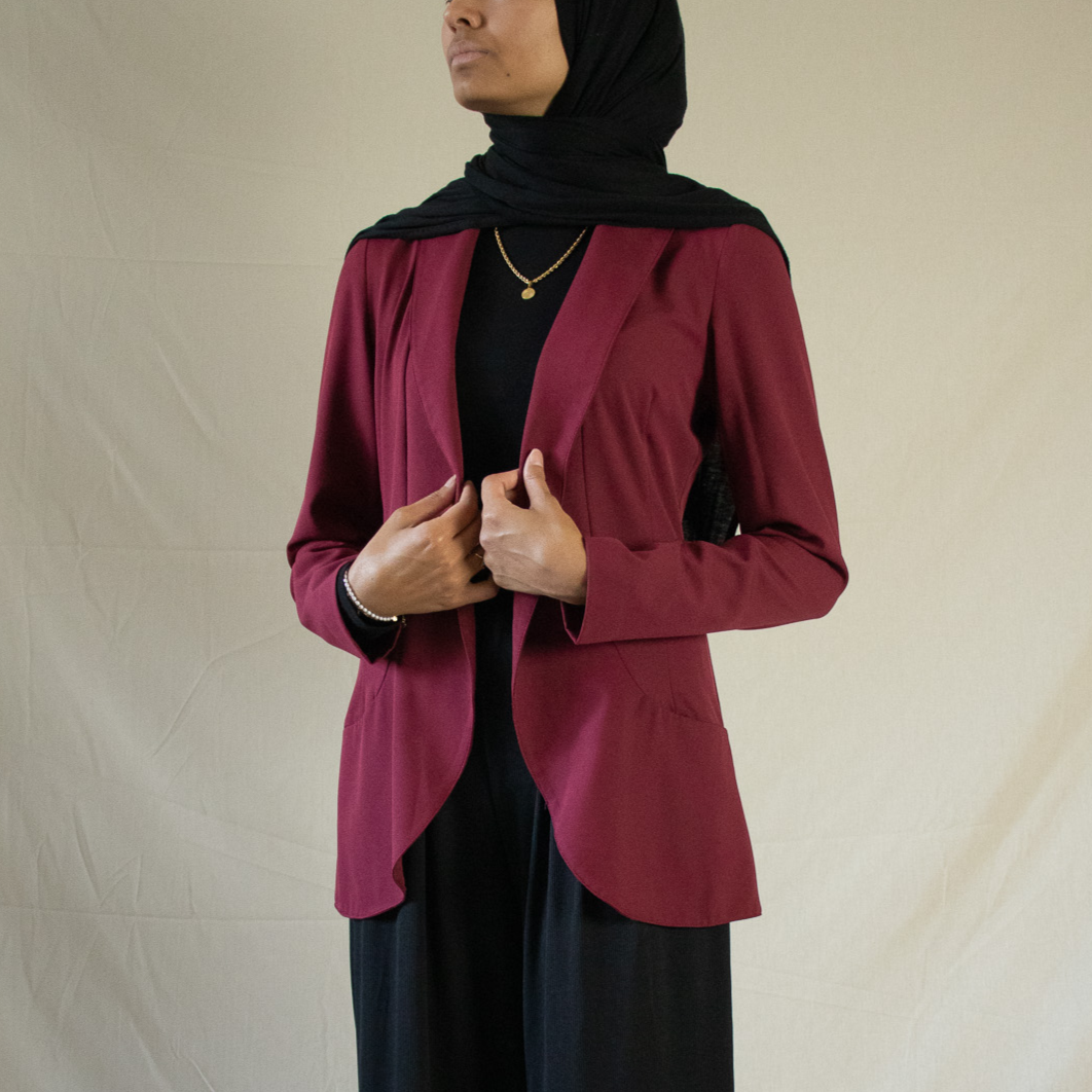 Maroon longline blazer