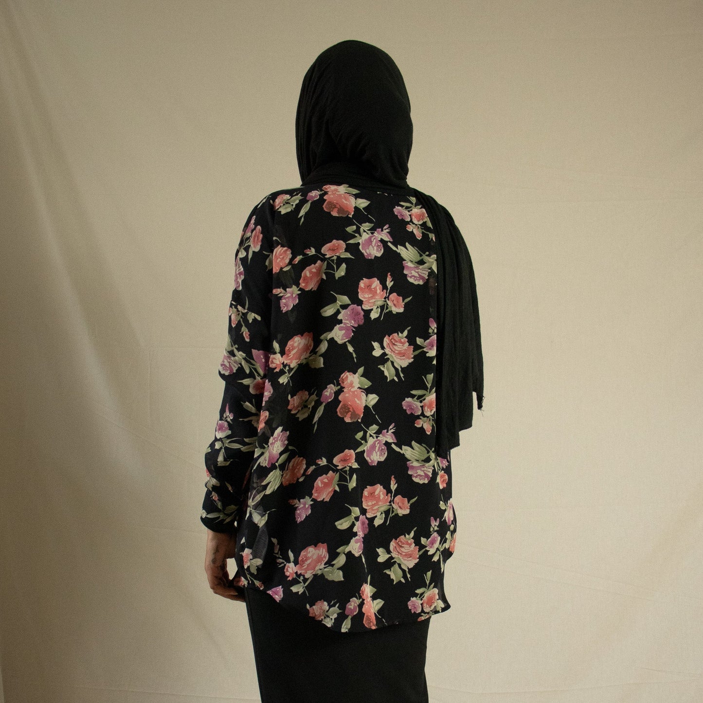 Sheer floral button up blouse