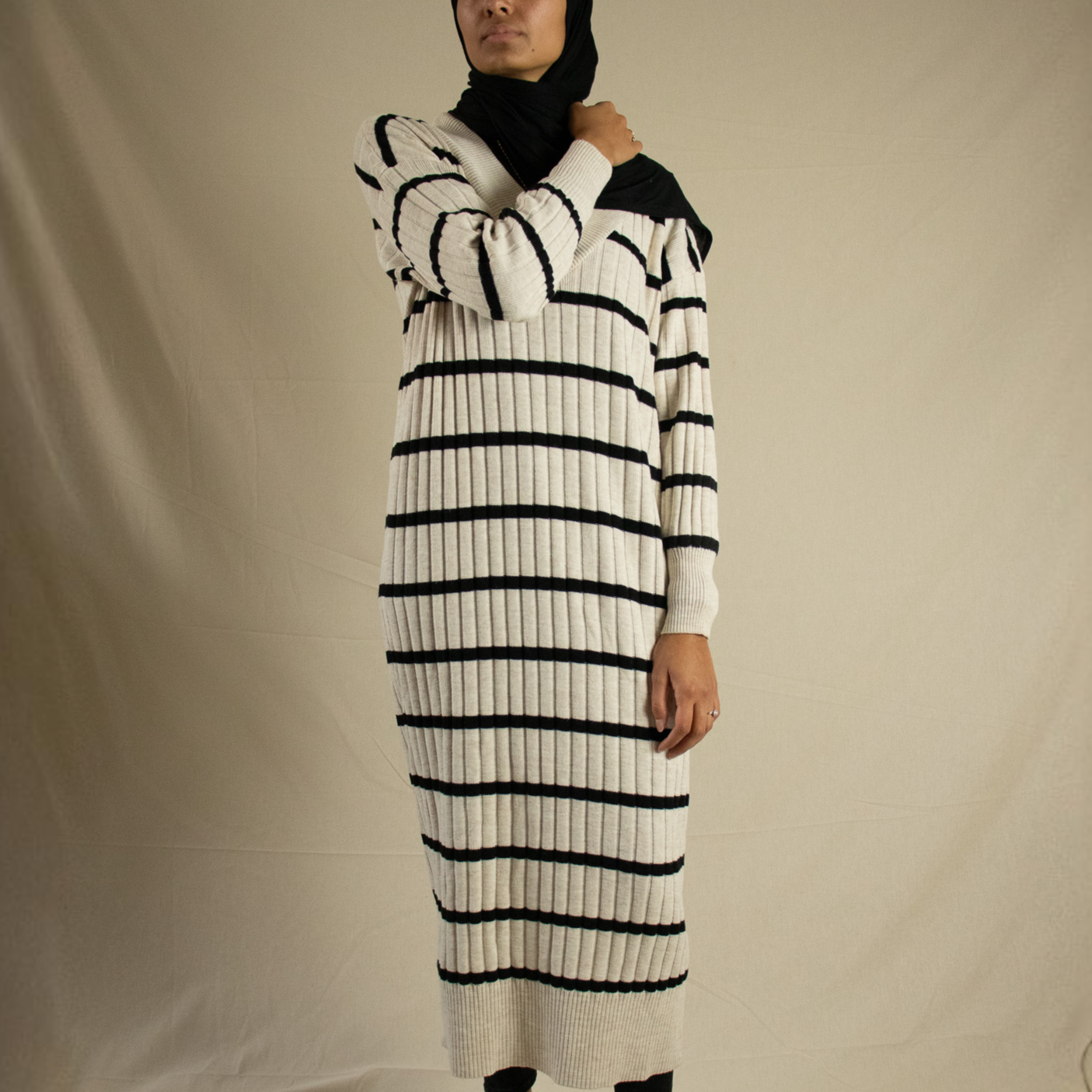 Striped knit maxi jumper dress