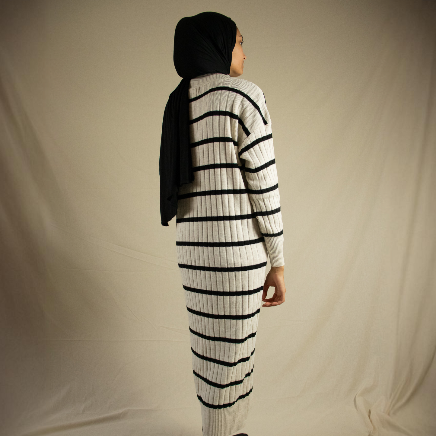 Striped knit maxi jumper dress
