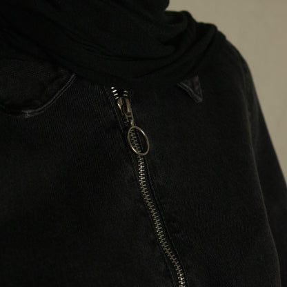 Black denim shirt dress with zip detail