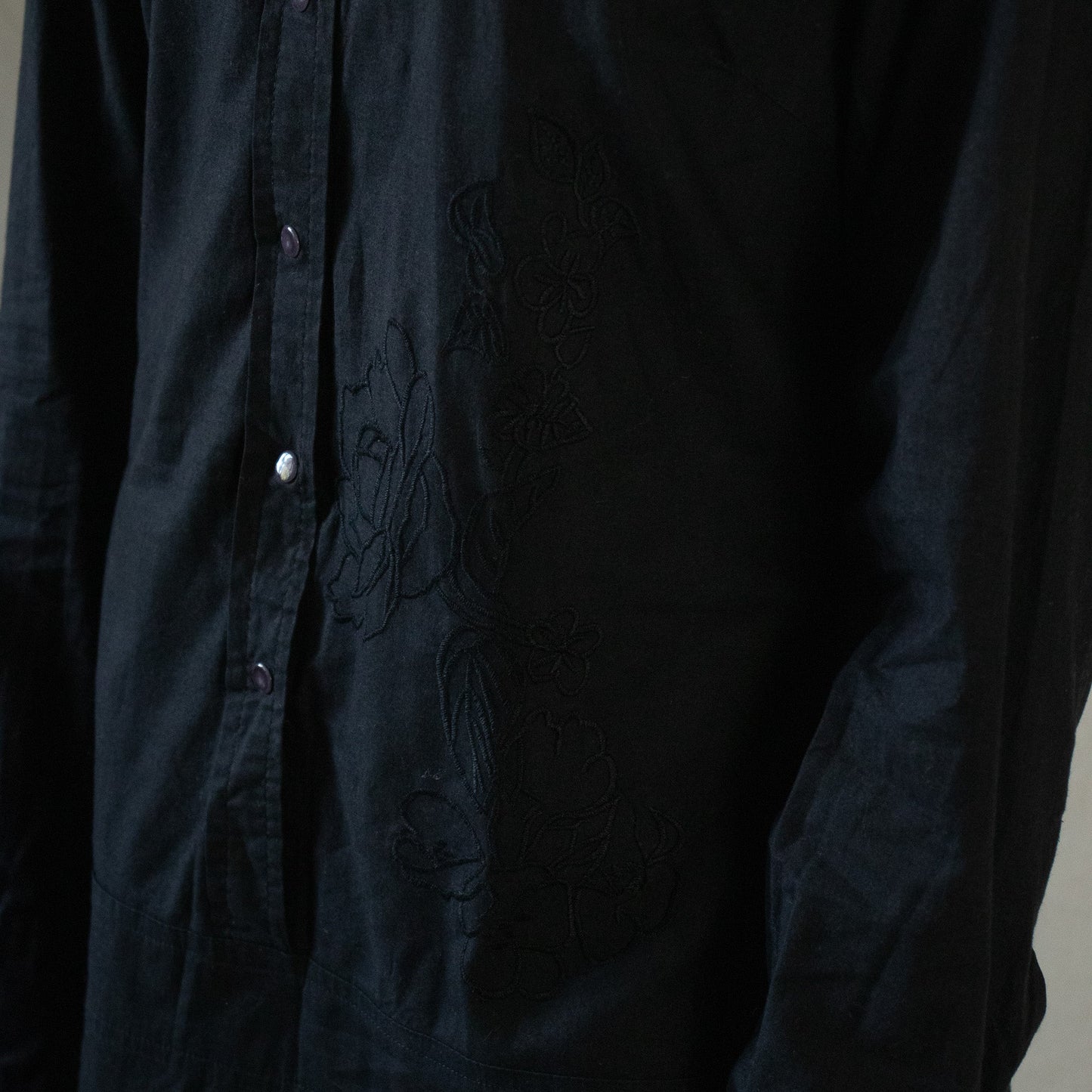 Black dress shirt with floral detail