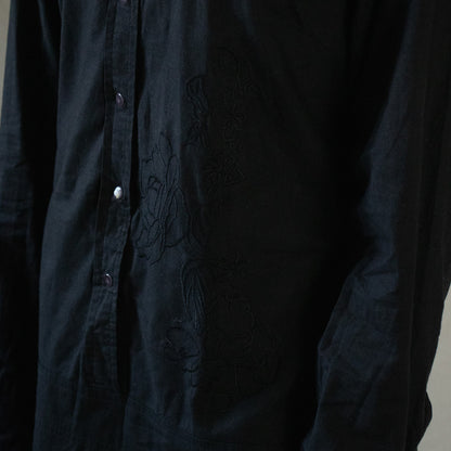 Black dress shirt with floral detail