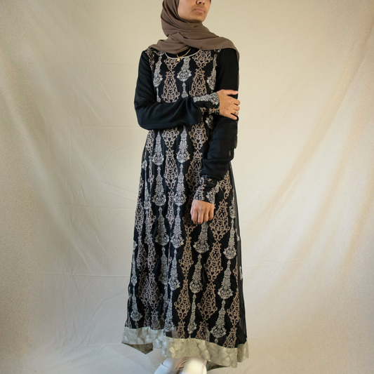 Black & gold Asian suit dress