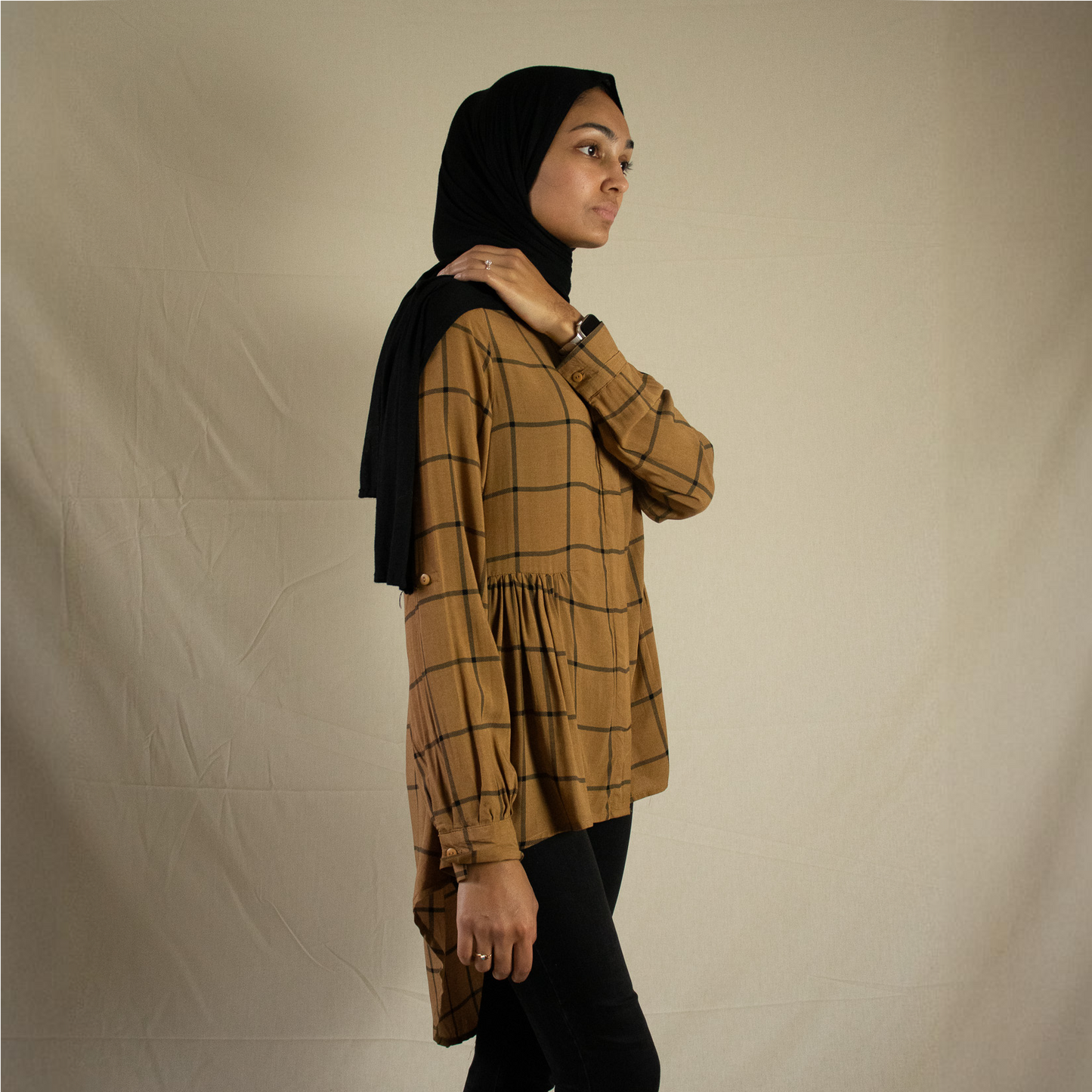 High low midi dress shirt with pleat detail