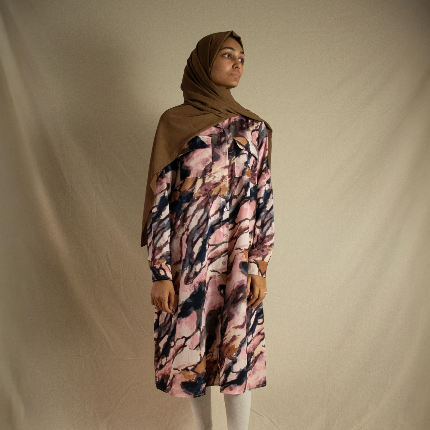 Patterned midi dress shirt