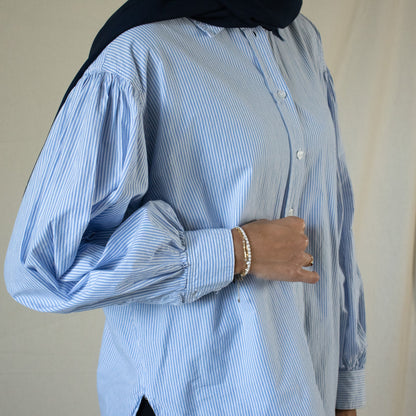 Striped oversized shirt with balloon sleeves