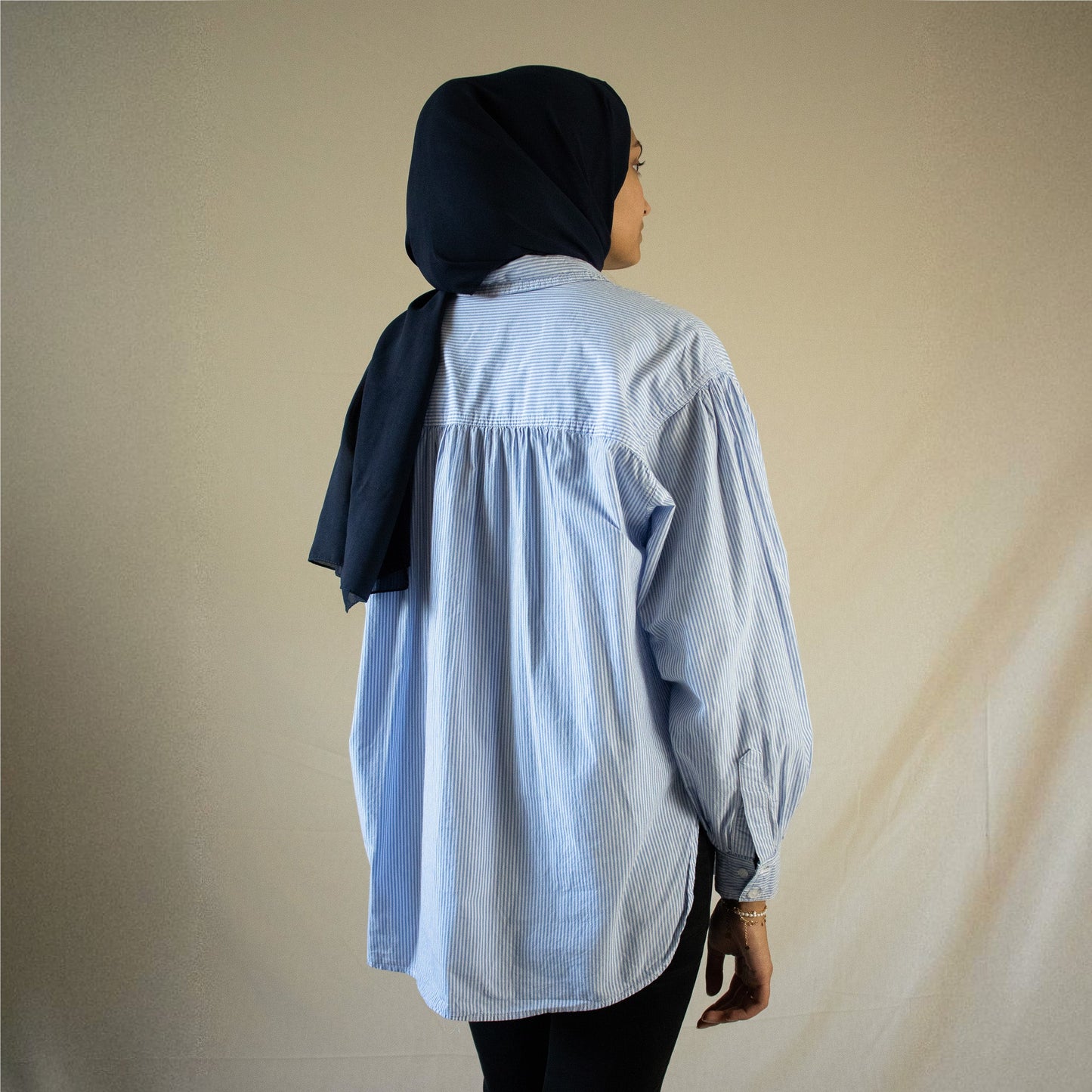 Striped oversized shirt with balloon sleeves