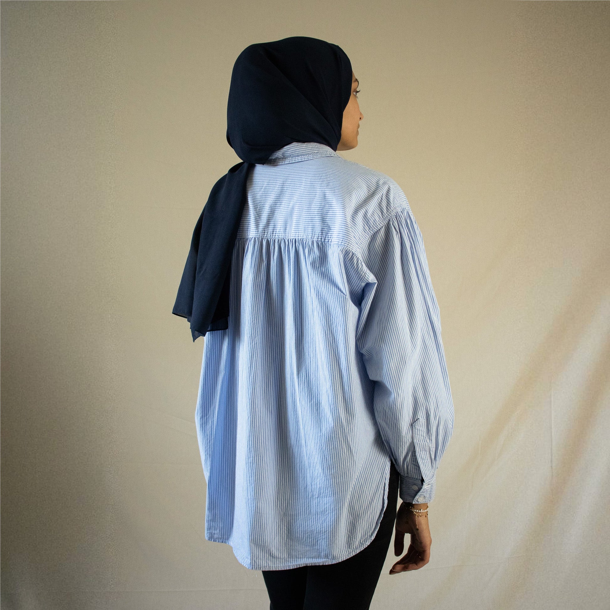 Striped oversized shirt with balloon sleeves